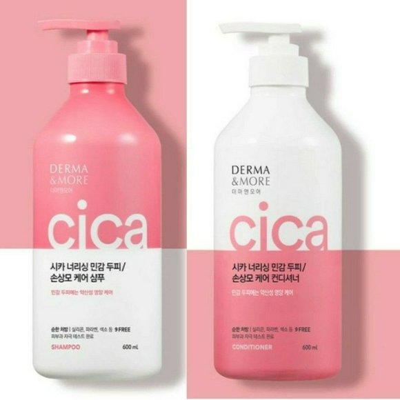 Lot 2x Korean New Derma & More Cica Nourishing Shampoo + Conditioner 20oz 600ml - Picture 1 of 4